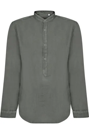 COSTUMEIN Skjorte, Herre, Grøn, XL, Linned, Grøn Linned Mandarin Krave Skjorte