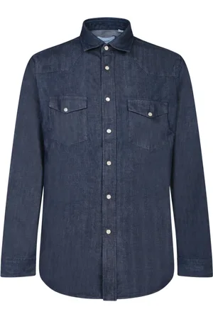 LARDINI Skjorte, Herre, Blå, XL, Bomuld, Blå Skjorte