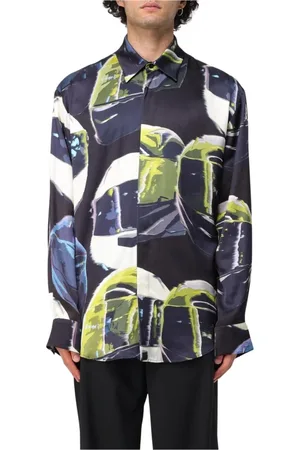 Msgm Skjorte, Herre, Sort, 2XL, Silke Abstrakt Print Skjorte