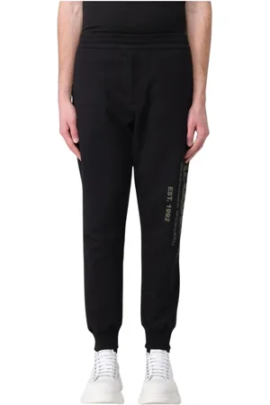 Alexander McQueen Bukser, Herre, Sort, M, Bomuld, Sort LogoPrint Joggers Løstsiddende