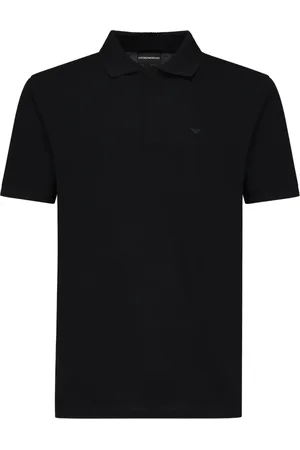 Emporio Armani Top, Herre, Blå, L, Blå Polo T-shirts med Micro Eagle