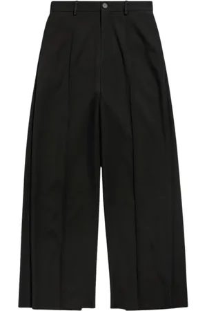 Balenciaga Bukser, Herre, Sort, S, Uld, Elegant Uld Plisserede Bukser