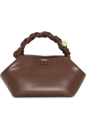 Ganni Taske, Dame, Brun, ONE SIZE, Uld, Brun Læder Skuldertaske med Logo