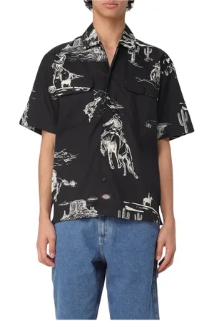Dickies Skjorte, Herre, Sort, M, Bomuld, Sort Western Print Skjorte