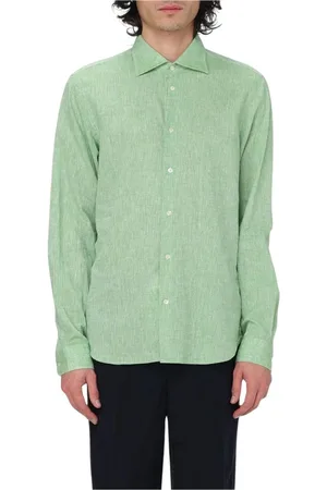 Manuel Ritz Skjorte, Herre, Grøn, 2XL, Linned, Himmelblåt Linnedskjorte