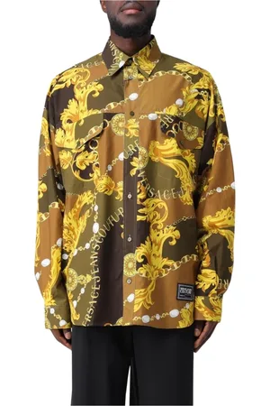 VERSACE Skjorte, Herre, Flerfarvet, L, Bomuld, Barok Kæde Print Skjorte