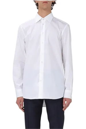 Etro Skjorte, Herre, Hvid, XL, Bomuld, Hvid Poplin Skjorte Klassisk Design