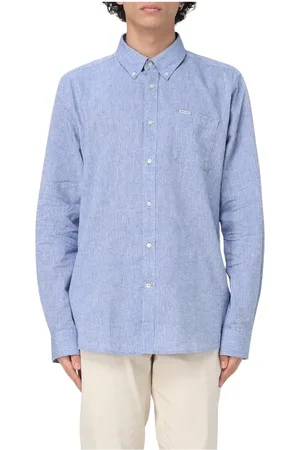 Barbour Skjorte, Herre, Blå, S, Bomuld, Casual Linnedbomuldsskjorte