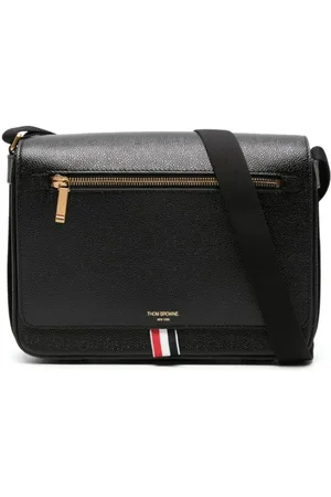 Thom Browne Taske, Herre, Sort, ONE SIZE, Læder, Reporter Taske i Pebble Grain Læder