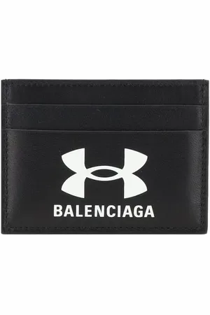 Balenciaga Tilbehør, Herre, Sort, ONE SIZE, Læder, Læderkortholder med logoprint