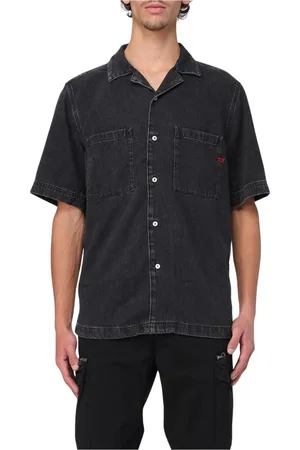 Diesel Skjorte, Herre, Sort, XL, Denim, Sort Afslappet Denim Skjorte Kort Ærme
