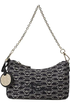 Emporio Armani Taske, Dame, Flerfarvet, ONE SIZE, Uld, Logo Print Denim Skuldertaske
