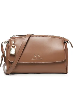 Armani Exchange Taske, Dame, Brun, ONE SIZE, Uld, Stilfuld Camel Skuldertaske med Lynlås