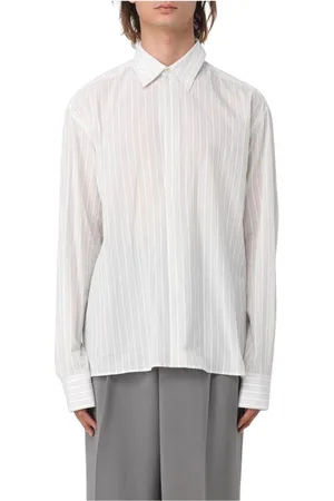 Lanvin Skjorte, Herre, Hvid, M, Bomuld, Stribet Bomuldsskjorte