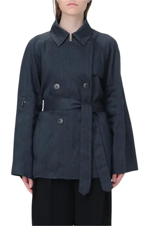 FAY Frakke, Dame, Sort, S, Linned, Hvid Bæltet Trenchcoat