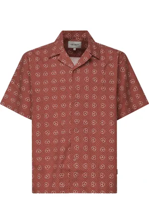 Carhartt Skjorte, Herre, Rød, M, Uld, Rød løstsiddende skjorte med allover print