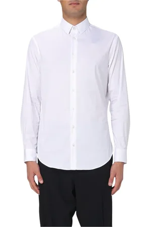 Giorgio Armani Skjorte, Herre, Hvid, L, Bomuld, Hvid Langærmet Skjorte