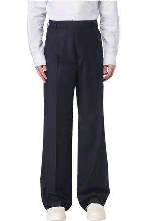 Emporio Armani Bukser, Herre, Blå, 2XL, Uld, Blå Uld Brede Ben Bukser