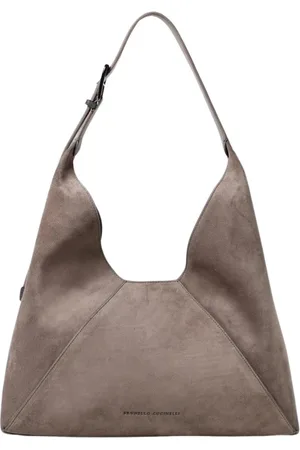 Brunello Cucinelli Taske, Dame, Grå, ONE SIZE, Uld, Grå læder skulder hobo taske