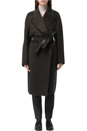 Max Mara Frakke, Dame, Grøn, S, Kamel Wrap Coat, Sofistikeret og Tidløs