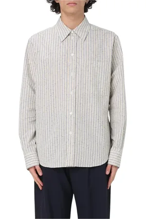 Bottega Veneta Skjorte, Herre, Hvid, L, Bomuld, Stribet langærmet skjorte