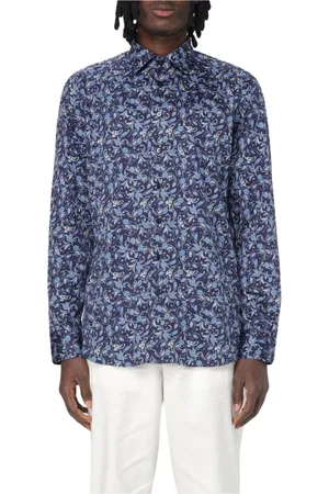 Etro Skjorte, Herre, Blå, L, Bomuld, Rød Paisley Print Skjorte