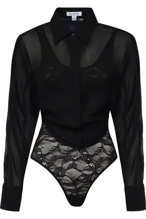 Alaïa Top, Dame, Sort, S, Sort Georgette Blonde Skjorte og Culotte