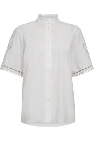 Co`Couture Bluser & Skjorter, Dame, Hvid, M, Bomuld, Broderet Hvid Bluse - Tidløs Elegance
