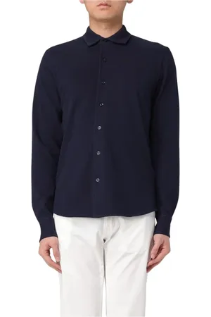 add Skjorte, Herre, Blå, M, Bomuld, Navy Strik Langærmet Skjorte