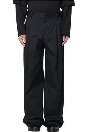 Roberto Collina Bukser, Herre, Sort, XL, Uld, Sorte Brede Benbukser Stilfulde Mænd