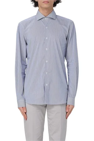 FAY Skjorte, Herre, Blå, 4XL, Uld, Blå ButtonDown Skjorte Stilfuld Alsidig