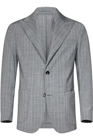 MICHAEL COAL Jakke, Herre, Grå, XL, Uld, Grå Uld Blazer Peak Revers