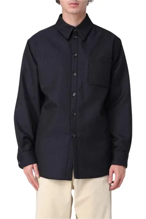 Emporio Armani Skjorte, Herre, Blå, M, Uld, Blå Pinstripe Langærmet Skjorte