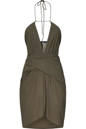 Amazuìn Kjole, Dame, Grøn, ONE SIZE, Grøn V-Neck Kjole til Kvinder