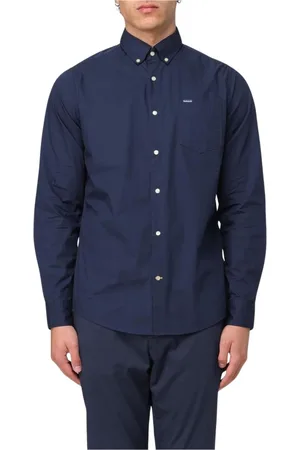 Barbour Skjorte, Herre, Blå, 2XL, Bomuld, Klassisk Hvid Langærmet Skjorte