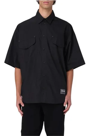 VERSACE Skjorte, Herre, Sort, 2XL, Sort langærmet knap-op skjorte