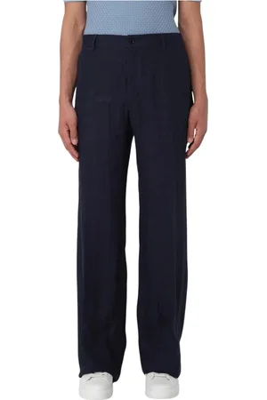 Dolce & Gabbana Bukser, Herre, Blå, L, Linned, Elegant Linned Bukser