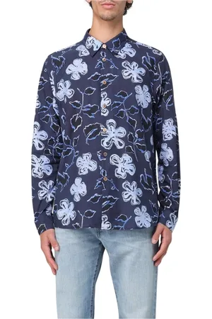 Paul Smith Skjorte, Herre, Blå, L, Bomuld, Blå Blomstret Skjorte til Mænd