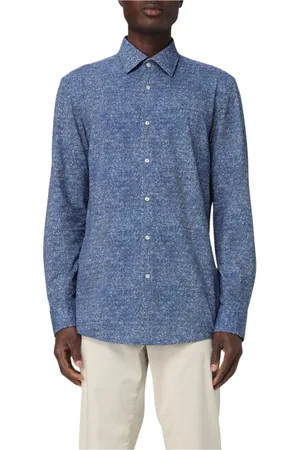 HUGO BOSS Skjorte, Herre, Blå, 3XL, Blåt Trykt Skjorte til Mænd