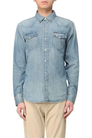 Ralph Lauren Skjorte, Herre, Blå, L, Denim, Blå Denim Western Skjorte