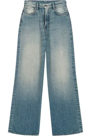 LAURENCE BRAS Jeans, Dame, Blå, W27, Bomuld, Bred Ben Høj Talje Jeans Blå