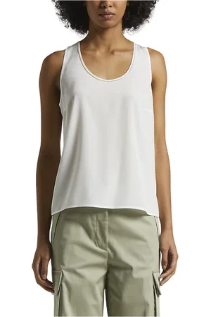 PESERICO SIGN Top, Dame, Hvid, 3XS, Silke crepe de chine U-hals top