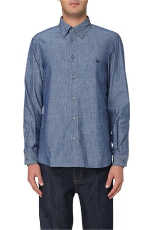 Emporio Armani Skjorte, Herre, Blå, L, Uld, Denim Casual Skjorte Stilfuld Holdbar Alsidig