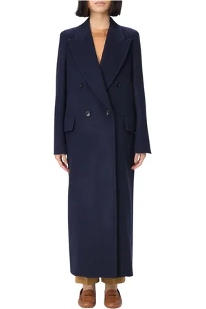 Max Mara Frakke, Dame, Blå, 3XS, Uld, Blå Dobbelt Brystet Frakke