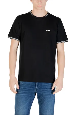 HUGO BOSS Top, Herre, Sort, M, Bomuld, Elegant Herre Kortærmet T-Shirt