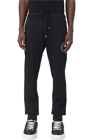 VERSACE Bukser, Herre, Sort, S, Uld, Sorte Sweatpants med Guld Detalje