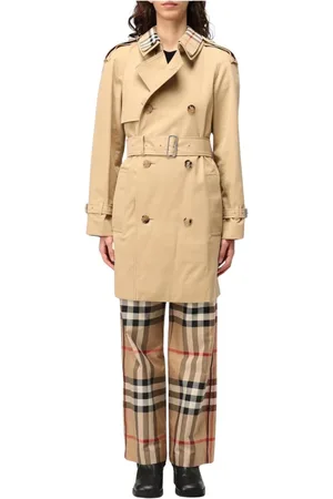 Burberry Frakke, Dame, , 2XS, Bomuld, Trench Coat med Check Krave