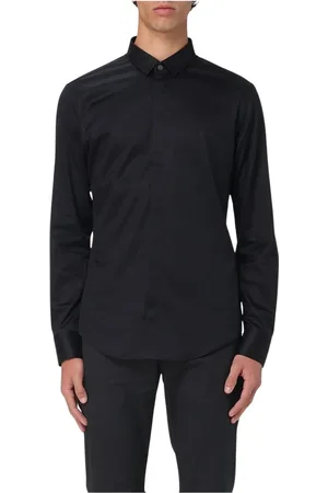 Emporio Armani Skjorte, Herre, Sort, M, Bomuld, Hvid Langærmet Skjorte