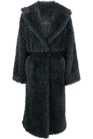 ERMANNO SCERVINO Frakke, Dame, Grå, S, Uld, Grå Shearling Uld Bæltet Frakke