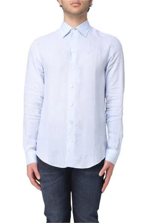 Emporio Armani Skjorte, Herre, Blå, M, Klassisk Hvid Skjorte Elegant Stil